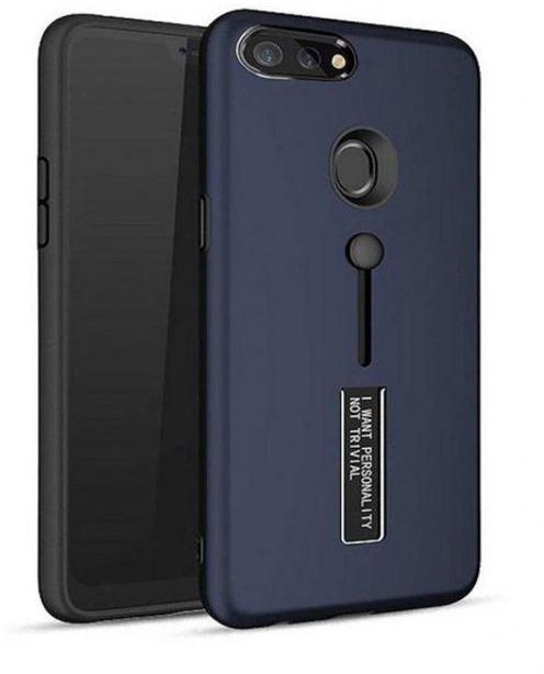 Generic Personality TPU Pc Dual Layer With Stand And Finger Holder Back Cover For OPPO F9 - Navy