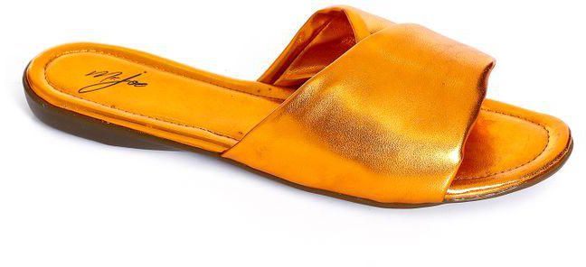 Mr Joe Plain Gold Slip On Orange Casual Statement Slippers