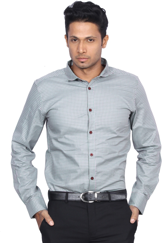 D'Indian CLUB Premium Cotton Men's Full Sleeve Formal Green Multicolor Checkered Shirt Size XXL