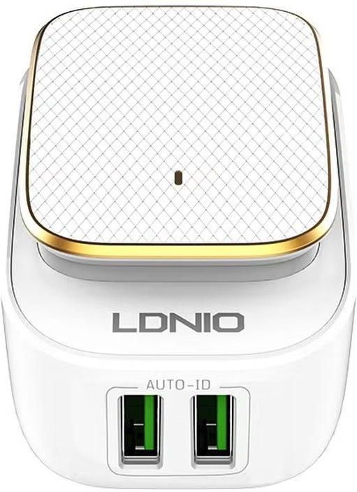 Get Ldnio Dual USB Wall Charger With LED,12 Watt - White with best offers | Raneen.com