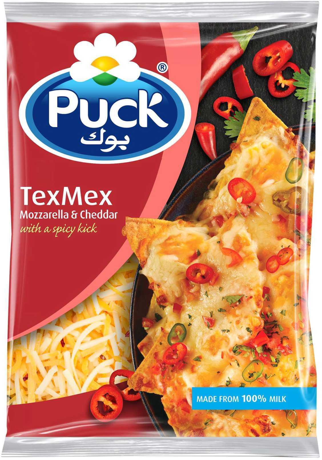 Puck TexMex Mozzarella And Cheddar Shredded Cheese Mix 180g