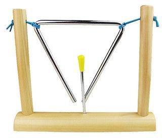 6-Inch Triangle Instrument With Striker And Wood Stand Musical Steel Triangle Early Educational Percussion Instrument