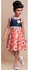 Ceemee Peach Cotton Dress With Floral Print