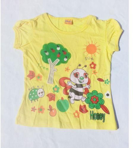 Girls Top With Graphic Design- Yellow