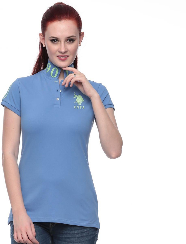U.S. Polo Assn. 212678ZH1CK-ULBL Polo Shirt for Women - XS, Blue/Apple Green