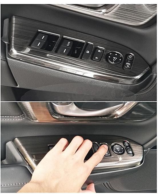 4pcs Black Steel  Window Control Panel Cover Trim Fit For Honda CR-V 2017-2018