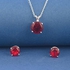 VOYLLA 925 Sterling Silver Necklace Set Studded With Red Stones, Onesize, Sterling Silver, No Gemstone
