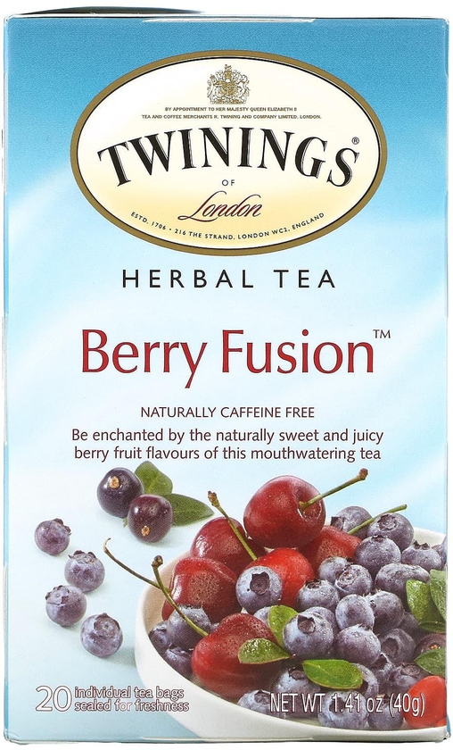 Twinings‏, شاي أعشاب بخلاصة مزيج التوت، خال من الكافيين، يحتوي على 20 كيس شاي، 1.41 أونصة (40 جم)