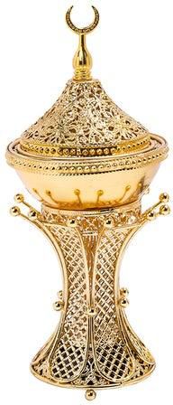 Arabian Bakhoor Incense Burner Censer Gold 12x12x18centimeter