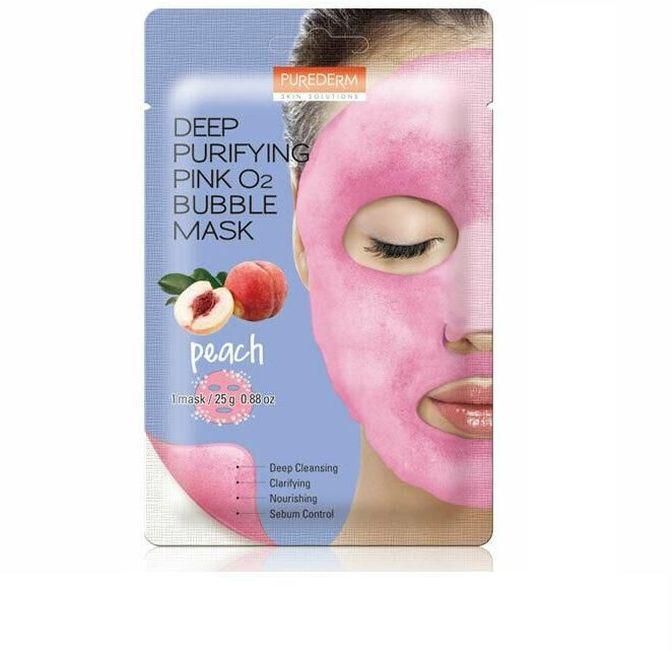Purederm Deep Purifying Pink O2 Bubble Mask - Peach - 25 gm