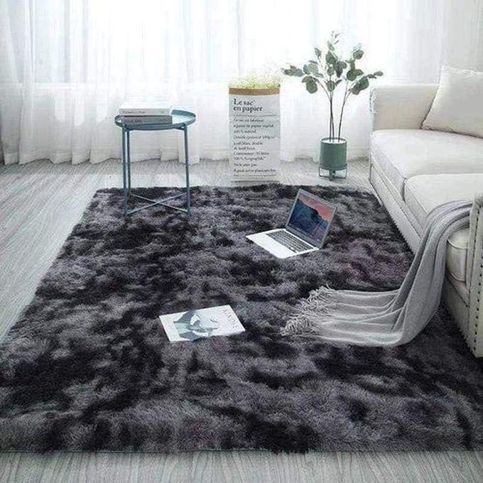Fashion Fluffy Smooth Carpet For Living Room 5 By 8 - GREY PATCHED