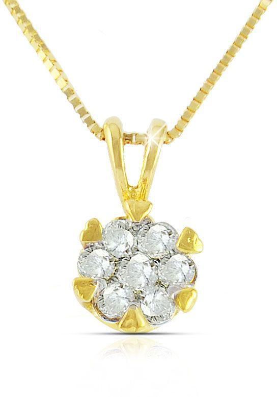 Vera Perla 18K Solid Gold 0.11Cts Diamond Hearts Solitaire Necklace, 50cm