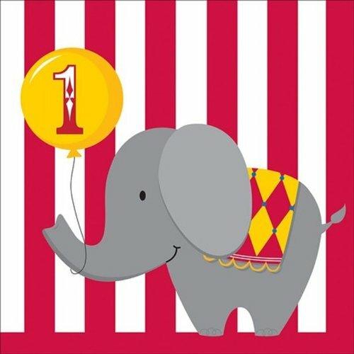 16-Count Paper Lunch Napkins, Circus Time 1st Birthday