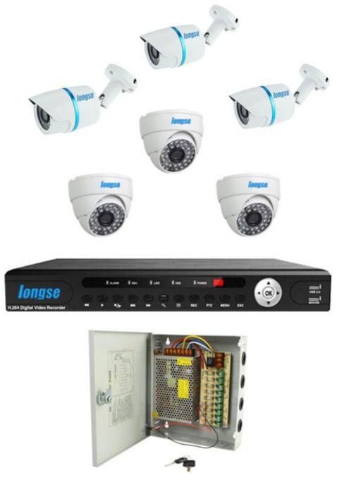 Longse AHD P2P DVR 8 Channels + 3 Indoor 1MP + 3 Outdoor 1MP Water Proof Metal CCTV Security Cameras + 9 Port Power Supply