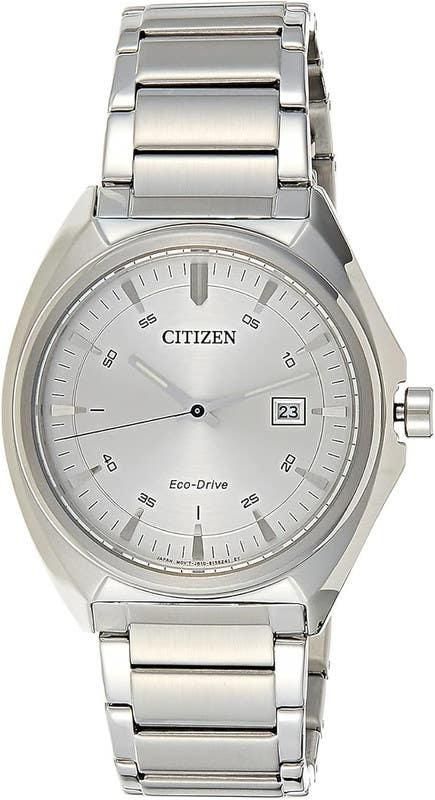 Get Citizen AW1526-89X Dress Watch with Eco-Drive Technology for Men, Stainless Steel Starp - Silver Green with best offers | Raneen.com
