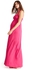 ingrid & من isabel للنساء الحوامل فستان ماكسي أكمام قابلة للطي -  Maternity Convertible Maxi Dress X-Small Berry