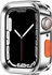 Rugged Case Compatible with iWatch Series 9/8/7 41mm Series 6/SE/5/4 40mm, Soft TPU Shockproof Anti-Drop Protective Cover for iWatch (Silver)
