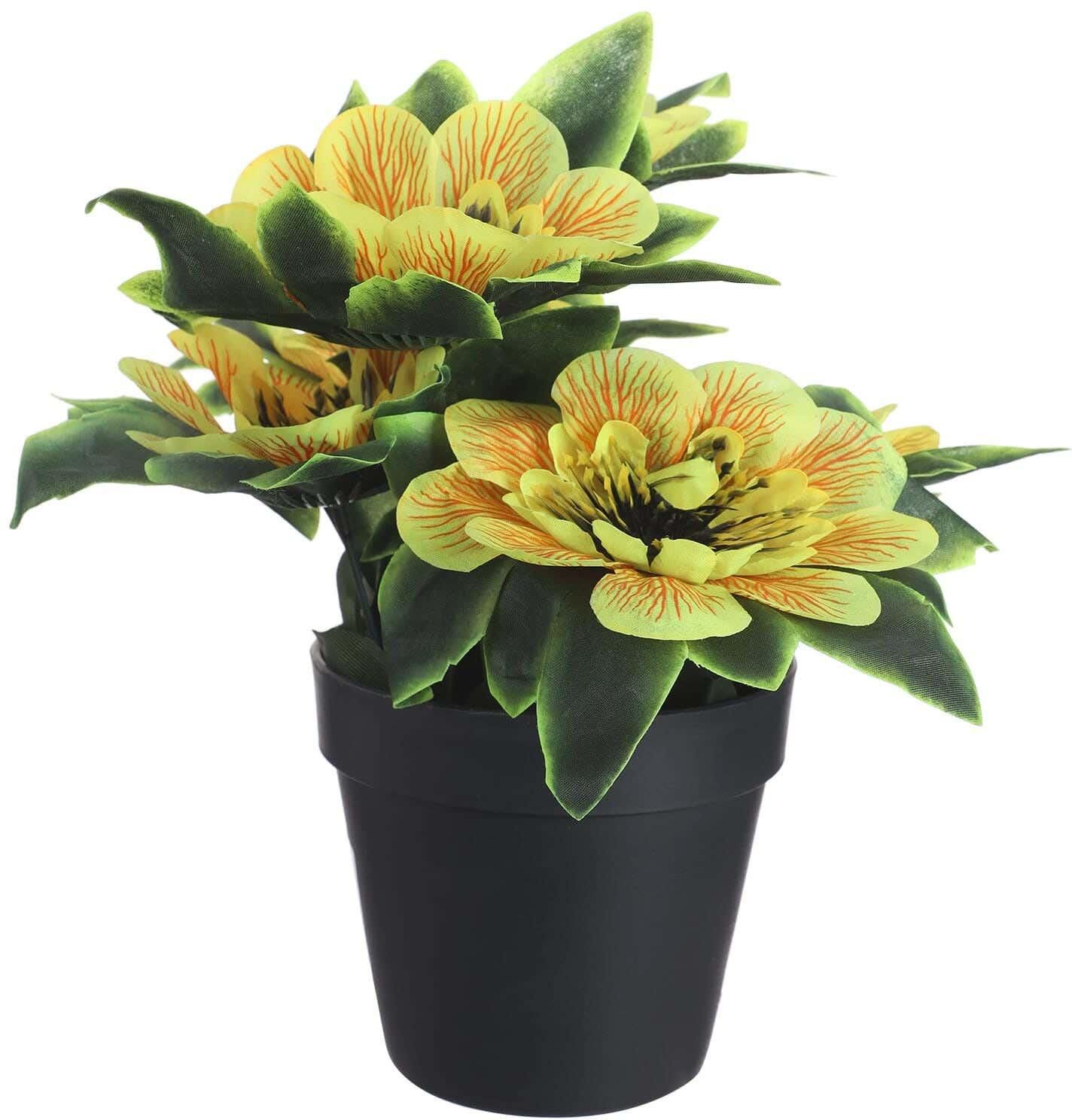 Get Plastic Round Vase With Flowers, 12 Cm - Yellow with best offers | Raneen.com