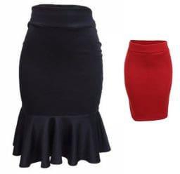 Peplum & Pencil Skirt Combo - Black & Ruby