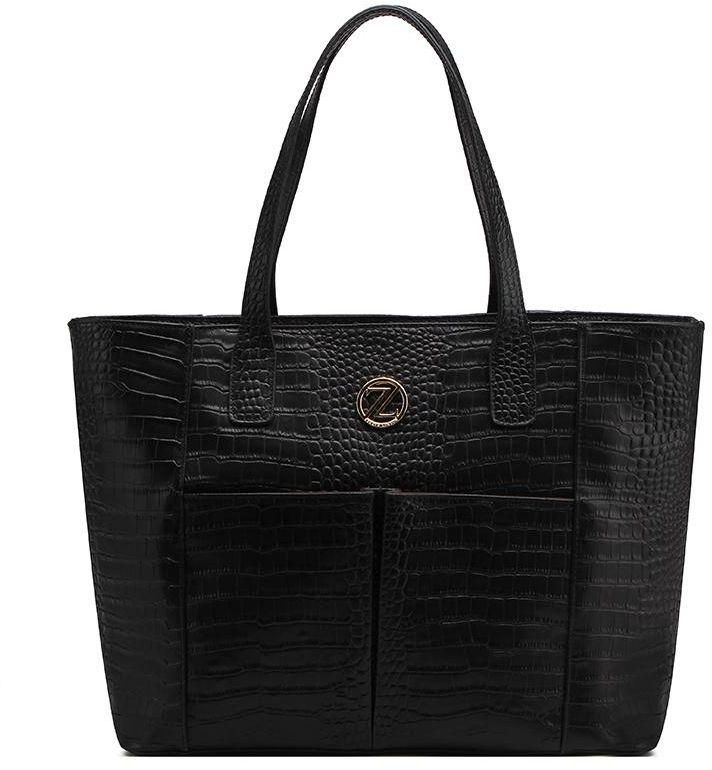 Zeneve London LT1BL Tote Bag for Women - Leather, Black
