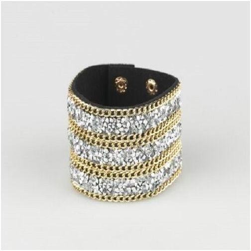 THE SHOP Sequined Cuff Bracelet - Silver & Gold