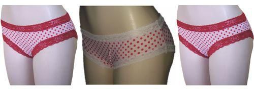Ghali Set Of 3 Bikini Brief Panties B12525 050405050504 (White Red Polka Dots)