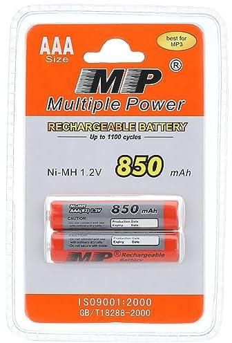 MP KX 2869 Multiple Power Ni-Mh Rechargeable AAA Batteries -MP 850 MAh (2 Batteries)