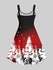 Plus Size Christmas Tree Elk Snowflake Colorblock Ombre Star Glitter 3D Print Tank Dress - 6x