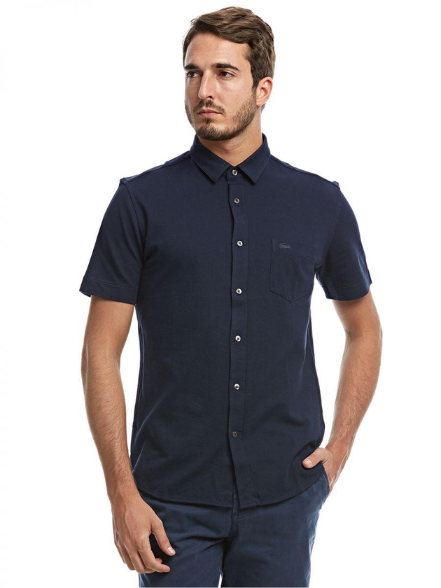 Lacoste Navy Blue Shirt Neck Polo For Men