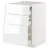 METOD / MAXIMERA Bc w pull-out work surface/3drw, white/Voxtorp matt white, 60x60 cm - IKEA
