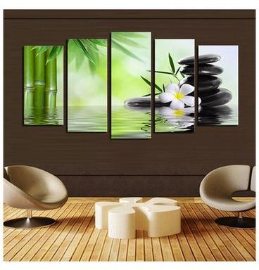 5-Piece Abstract Buddha Wall Art Painted Picture Canvas Painting Multicolour
