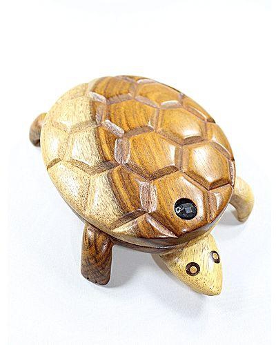 AM Trading Wooden Turtle Cigarette Ashtray - Brown
