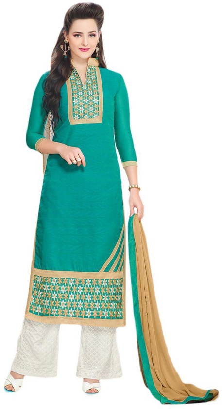 Readymade Fancy Plazo Cotton Salwar Suit For Women, Green, Size L, KTS043L