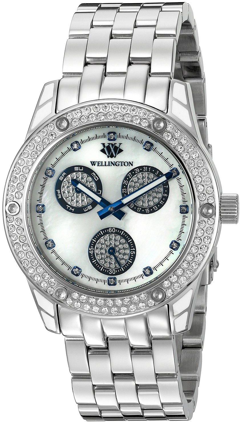 Wellington Women's Mataura Crystal Studded White MOP Blue Elements Dial Stainless Steel Chronograph