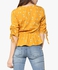 Yellow Floral Print Gathered Front Peplum Top