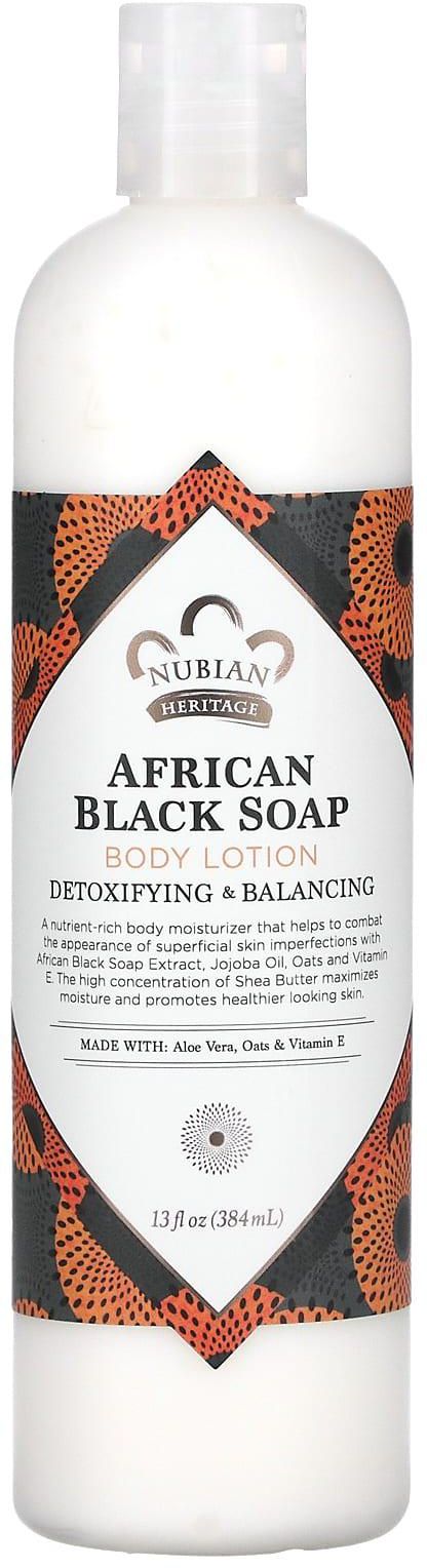Nubian Heritage‏, كريم مستحلب للجسم، الصابون الأسود الأفريقي، ينظف السموم ويعيد التوازن، 13 أوقية سائلة (384 مل)