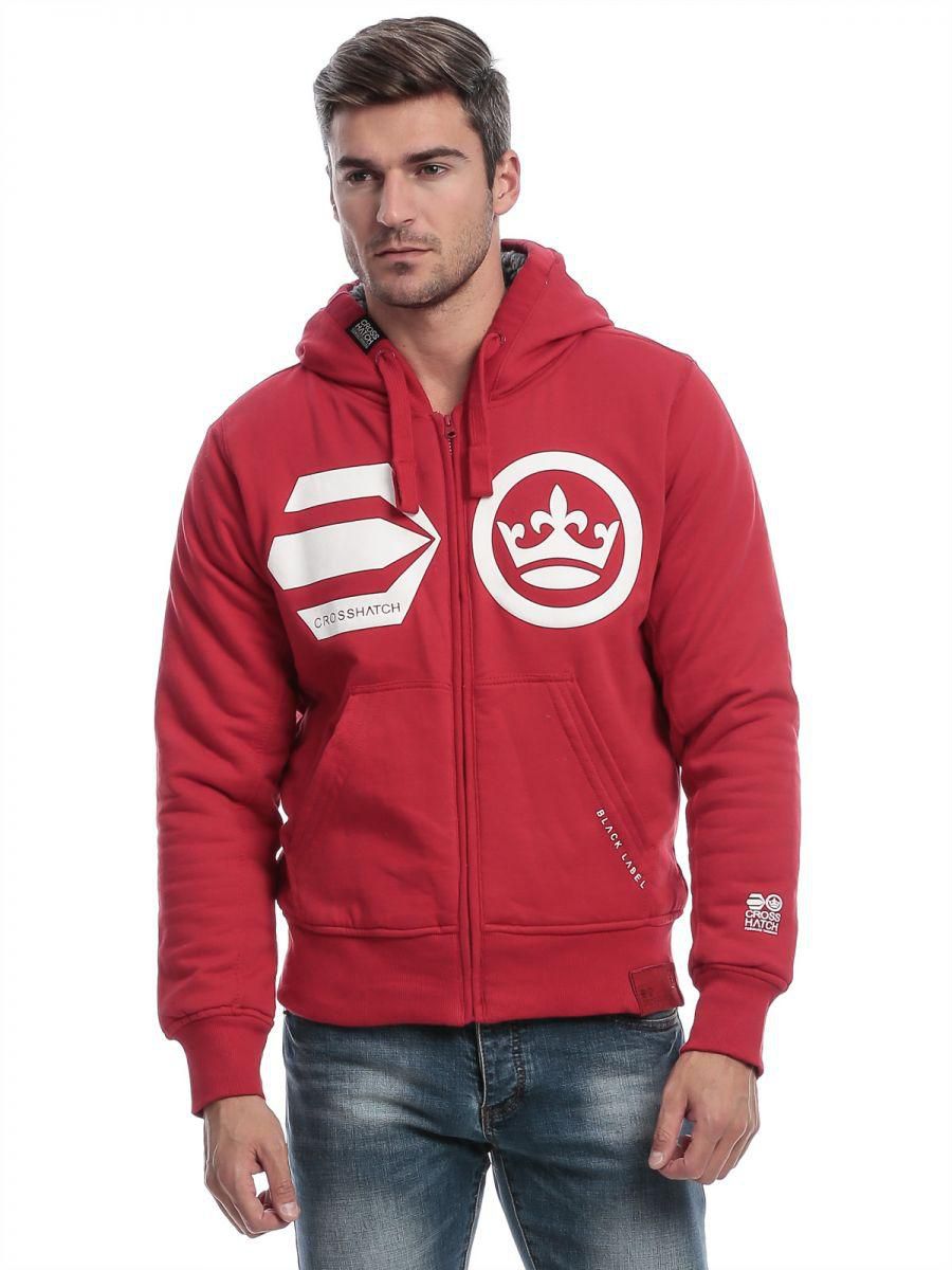 CROSSHATCH CH2E110095AA2STK Zip Up Hoodie for Men - Red