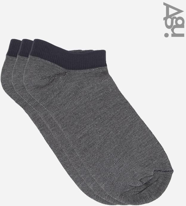 Agu Set Of 3 Liner Socks - Grey