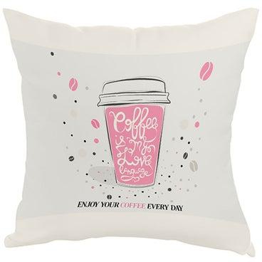 A Cup Of Coffee Printed Pillow White/Off White/Pink 40x40cm