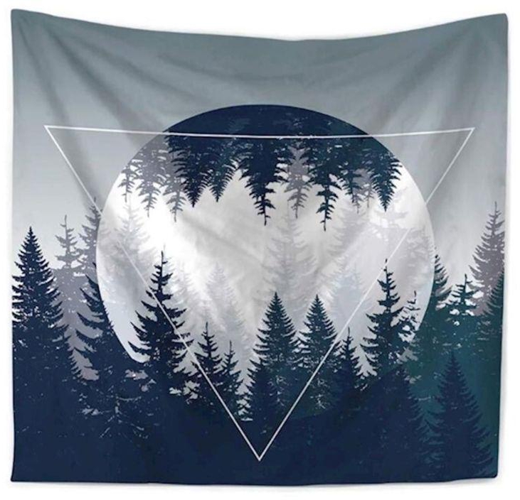 The Night Of The Forest Printed Wall Tapestry Grey/Blue 150x130 centimeter