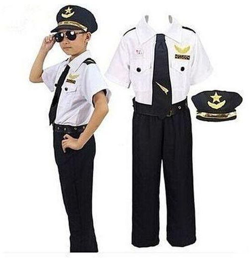 Pilot Costume For Children - White & Black