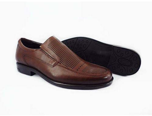 Lucciano Bertolli حذاء جلد طبيعي كلاسيك سهل الارتداء - بني