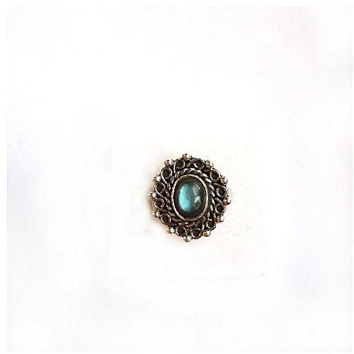 Lizzy Crafts Green labradorite stone ring - silver 925