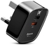 Baseus Funzi QC 3.0 Dual USB Intelligent Wall Travel Charger Adapter UK Plug - Black