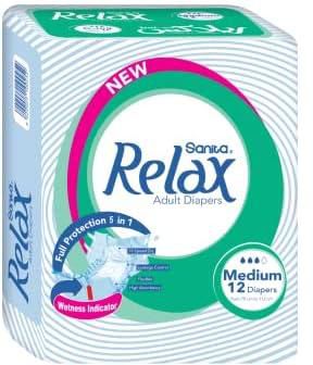 Relax Adult Diapers Medium 12 diapers