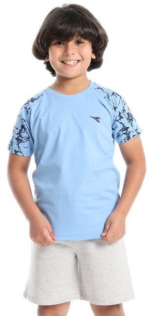Diadora Boys Printed Cotton T-Shirt – Blue Sky