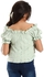 Perforated Off Shoulders Mint Green Girls Blouse