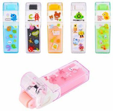 Cute Pencil Erasers for Kids,6 Colors, White, Black, Blue, Green, Pink, Orange, Fun Party Favor & School Supplies, Kawaii Drawing Eraser for Boys and Girls 6 Count