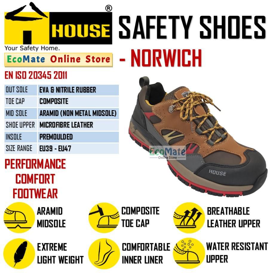 House Safety Shoes Norwich C/W Composite - 7 Sizes (As Picture)