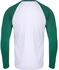 Danami Plain Long Sleeve Round Neck T-Shirt- Green/ White